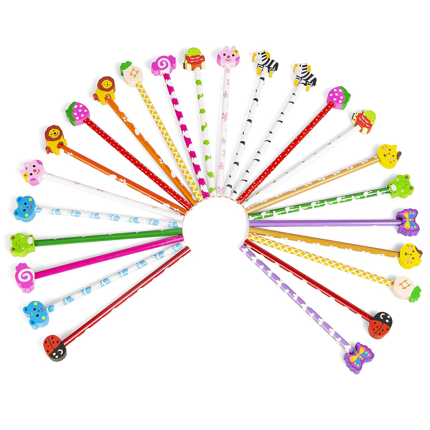 24 Funky Pencils and Eraser Toppers Amazon.co.uk Office Products