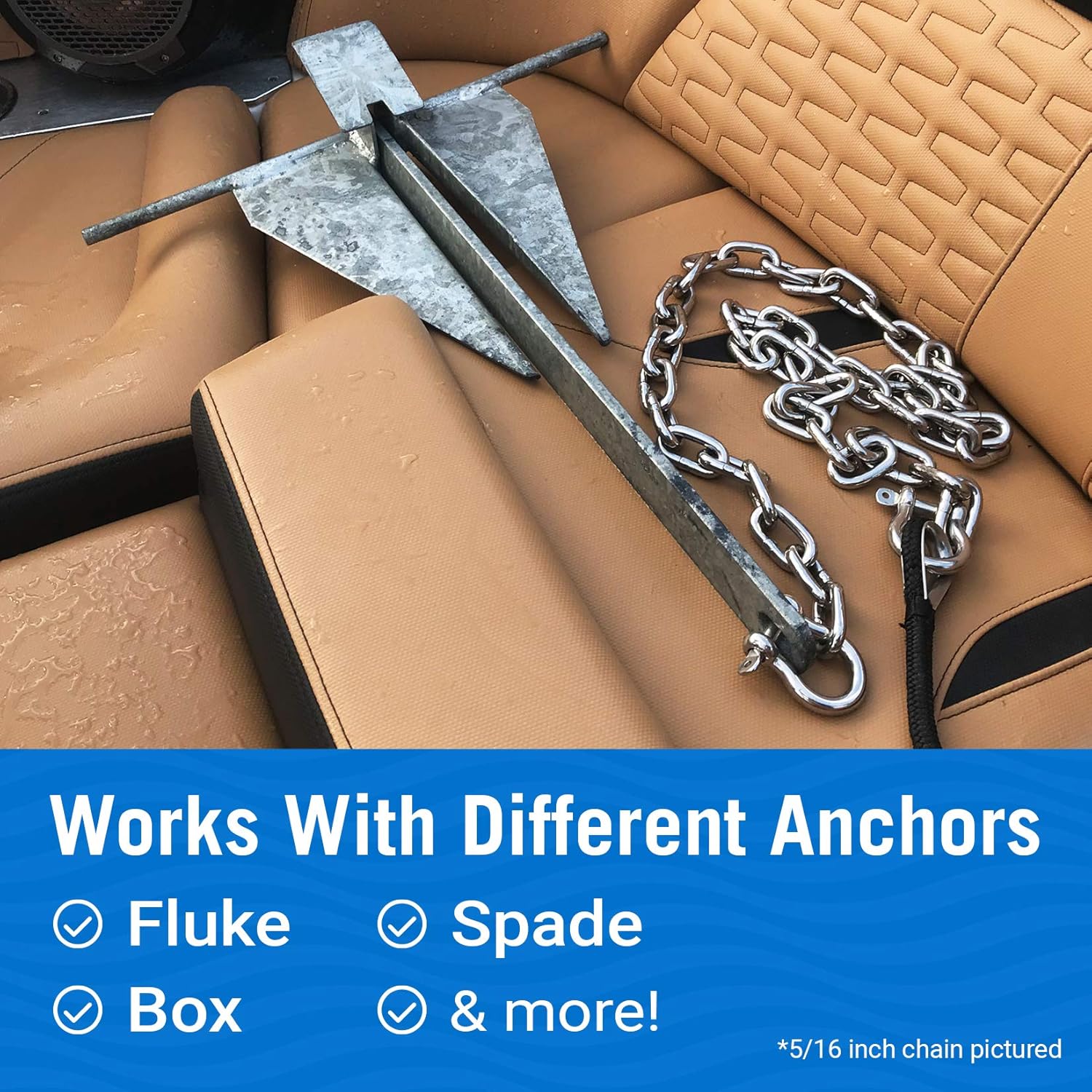 Better Boat 4 Foot 1/4" Stainless Steel Anchor Chain and Double Shackle Link Ends Marine Grade : Sports & Outdoors