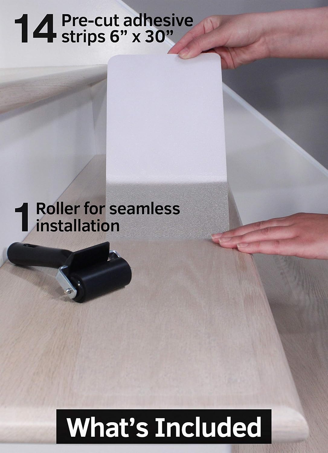 6”x30” Non-Slip Stair Treads Tape (14-Pack) - Clear Anti-Slip Grip Strips, 6" x 30" - Image 3