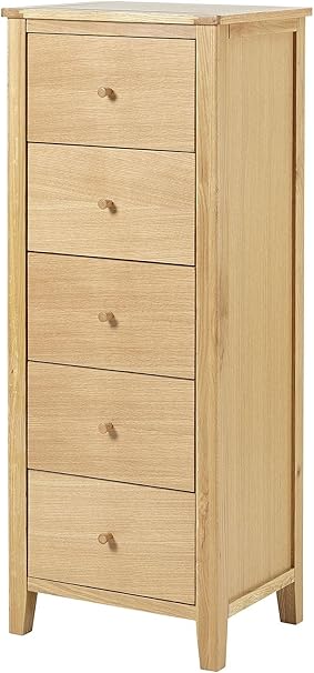 Tesco New Ruskin 5 Drawer Tallboy Chest Oak Effect Amazon Co Uk