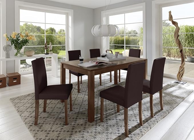 SAM® 7tlg Tischgruppe, Essgruppe Tom, 140 cm, nussbaumfarbig im Antik