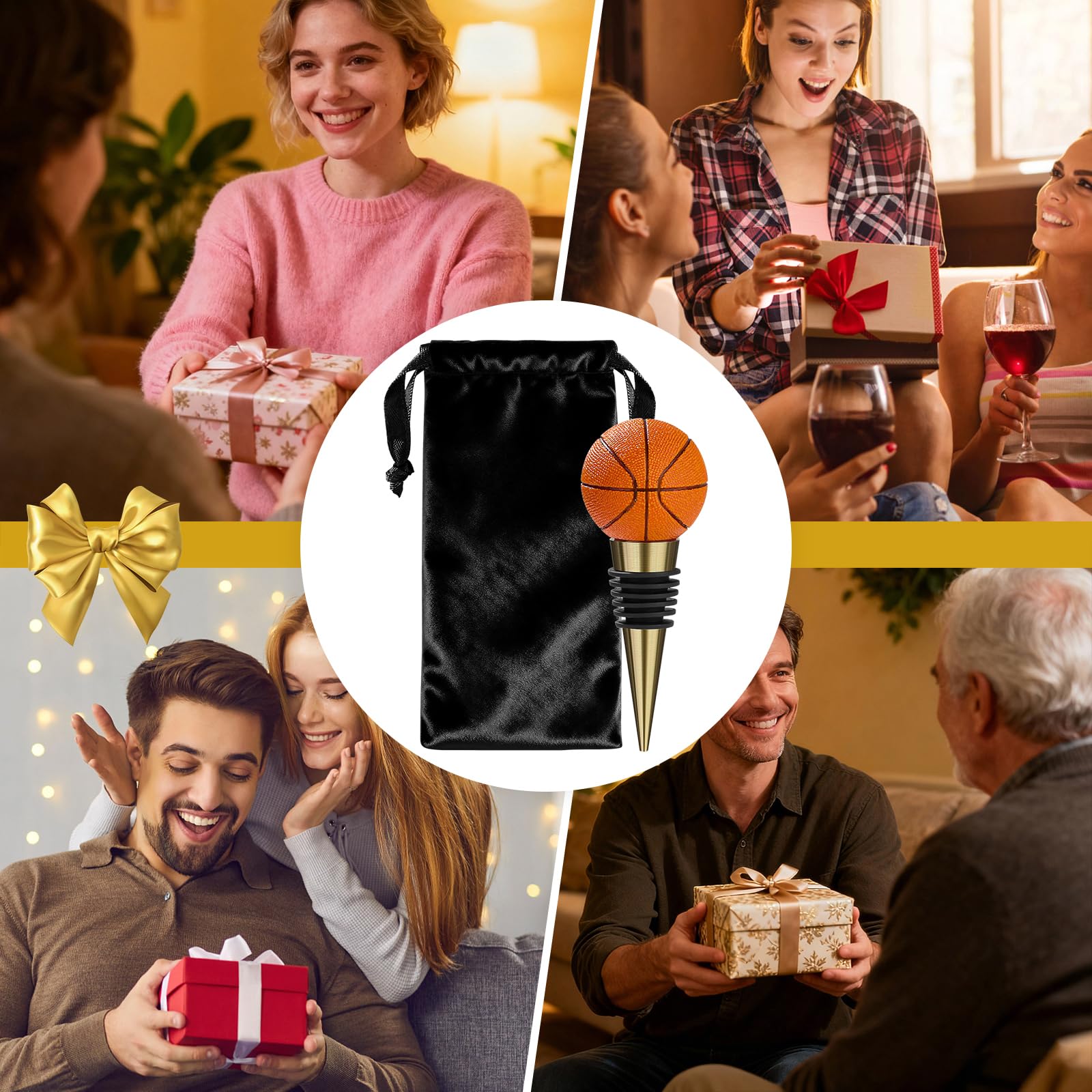 LULLEA Basketball-Weinverschluss, Lustige Basketball-Geschenke für Männer, Papa & Fans | Origineller Basketball-Champagner-Verschluss mit Geschenkbeutel, Perfekt für Geburtstag, Vatertag 7