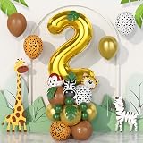 Balloon Dance Jungle 2nd Birthday Decorations 40in Gold Number 2 Leopard Zebra