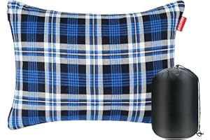 RISEPRO Outdoor Camping Pillow Lightweight, Compressible, Flannel Travel Pillow Cases, Washable Removable Pillow Cover Camping and Backpacking Blue