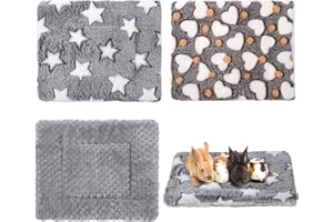 Jetec 3 Pcs Bunny Guinea Pig Beds Soft Bunny Mats Warm Guinea Pig Mat Small Animal Winter Bed Pads Fleece Sleeping Pads for Indoor Rabbit Hamster Squirrel Hedgehog Chinchilla Ferret (Pineapple Grid)