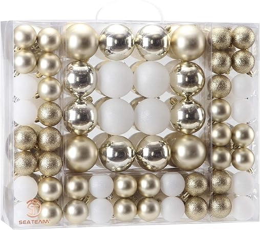 Sea Team Le Coffret Cadeau Contenant 87 Pièces Mixtes Boules Et Dornements Noël Incassables Anti Chocs Les Ornements Festifs Réutilisables