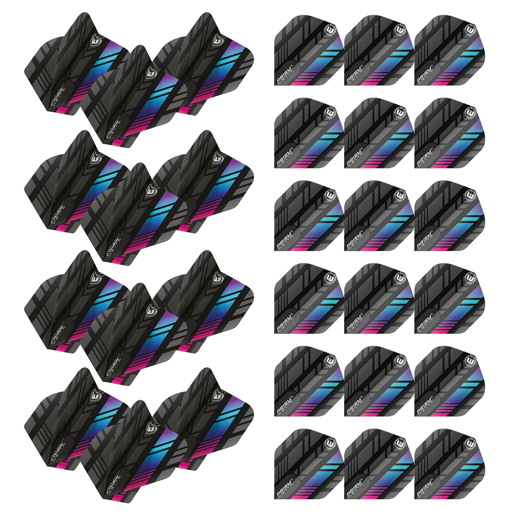 WINMAU Prism Delta Stripe Design Black Extra Thick Dart Flights - 10 sets per pack (30 dart flights in total)