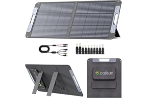 CALLSUN 100W Portable Solar Panel for Power Station, Foldable Solar Panel 20V 100 Watt Monocrystalline Foldable Solar Charger with QC3.0 USB-A & Type-C Output Connector for RVs Camping Blackout