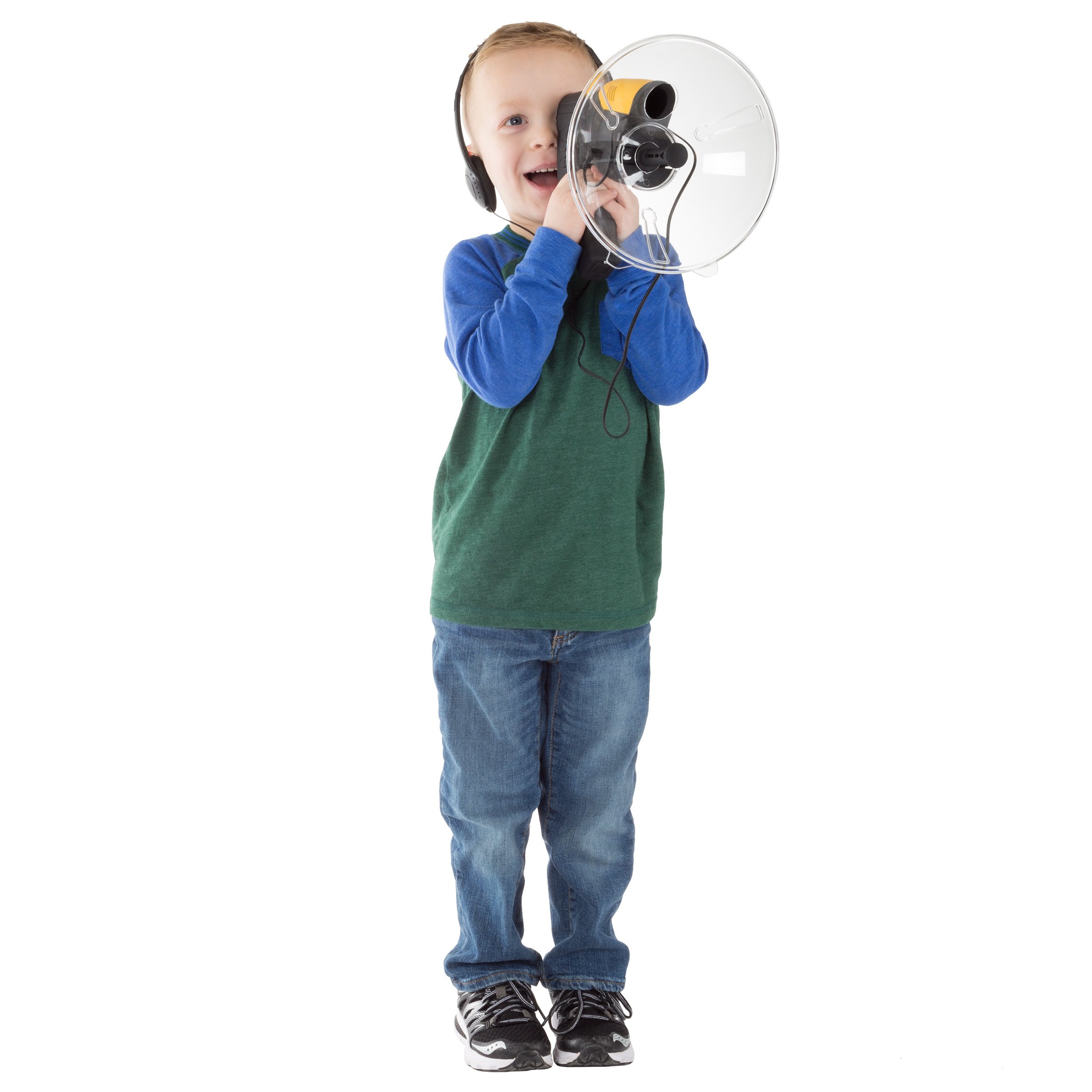 Hey! Play! Electronic Listening Device for Science Exploration and Toy Spy Kits - Kid’s Hearing Dish with Headphones Included for Boys and Girls