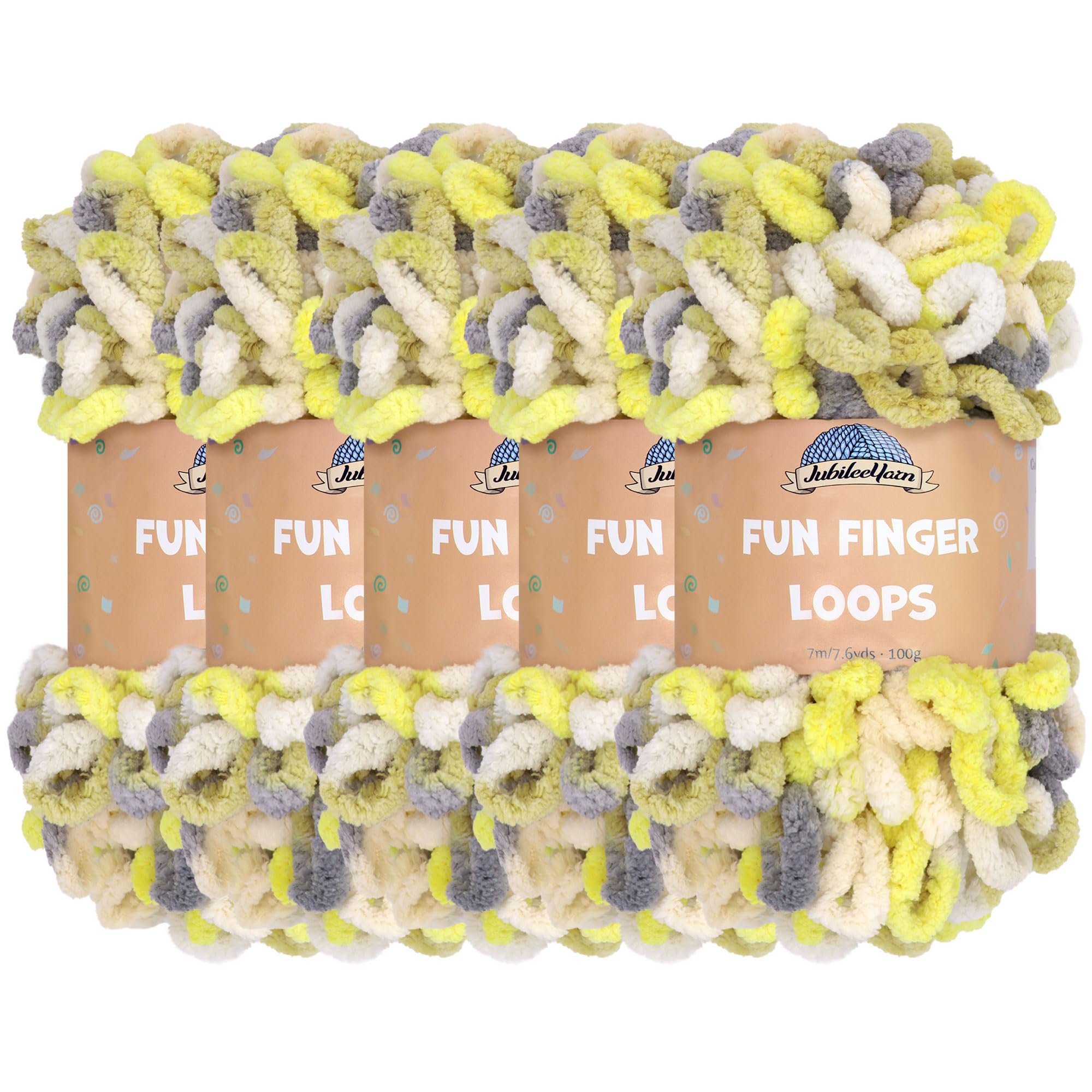 JubileeYarn Fun Finger Loops Yarn - Polyester Jumbo Weight Loop Yarn - 100g/Skein - Hyperion - 5 Skeins — image 1