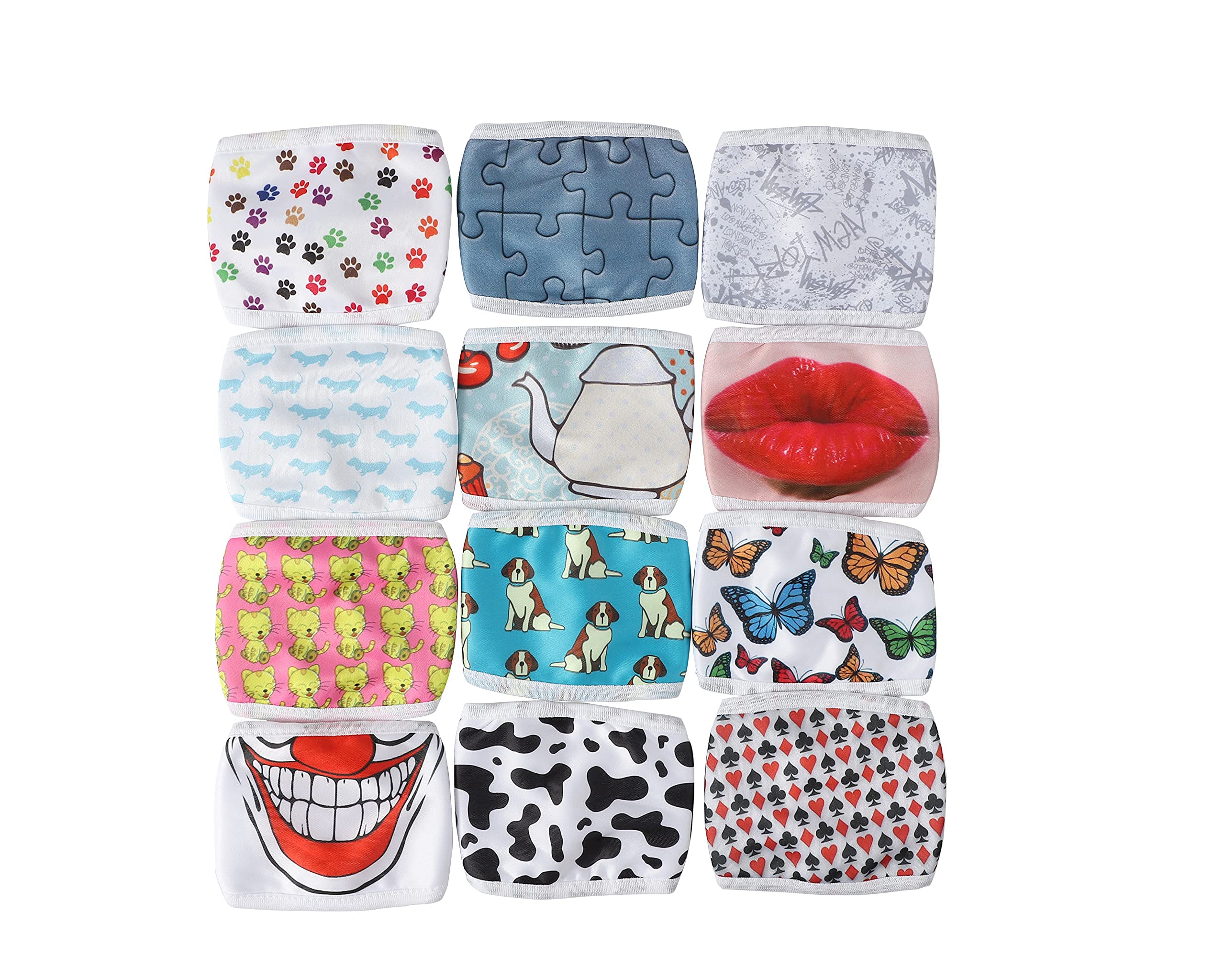 Komonee Adults Face Mask Washable Reusable Trendy Dustproof Cloth Mouth Cover Covering For Boys Girls Outdoors Indoors Childrens School Protection (Set of 12)