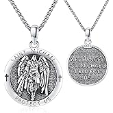 AUDINCEED Saint Necklace for Men Women 925 Sterling Silver Patron Saint Medal Necklace St Amulet Protection Pendant Jewelry Gift