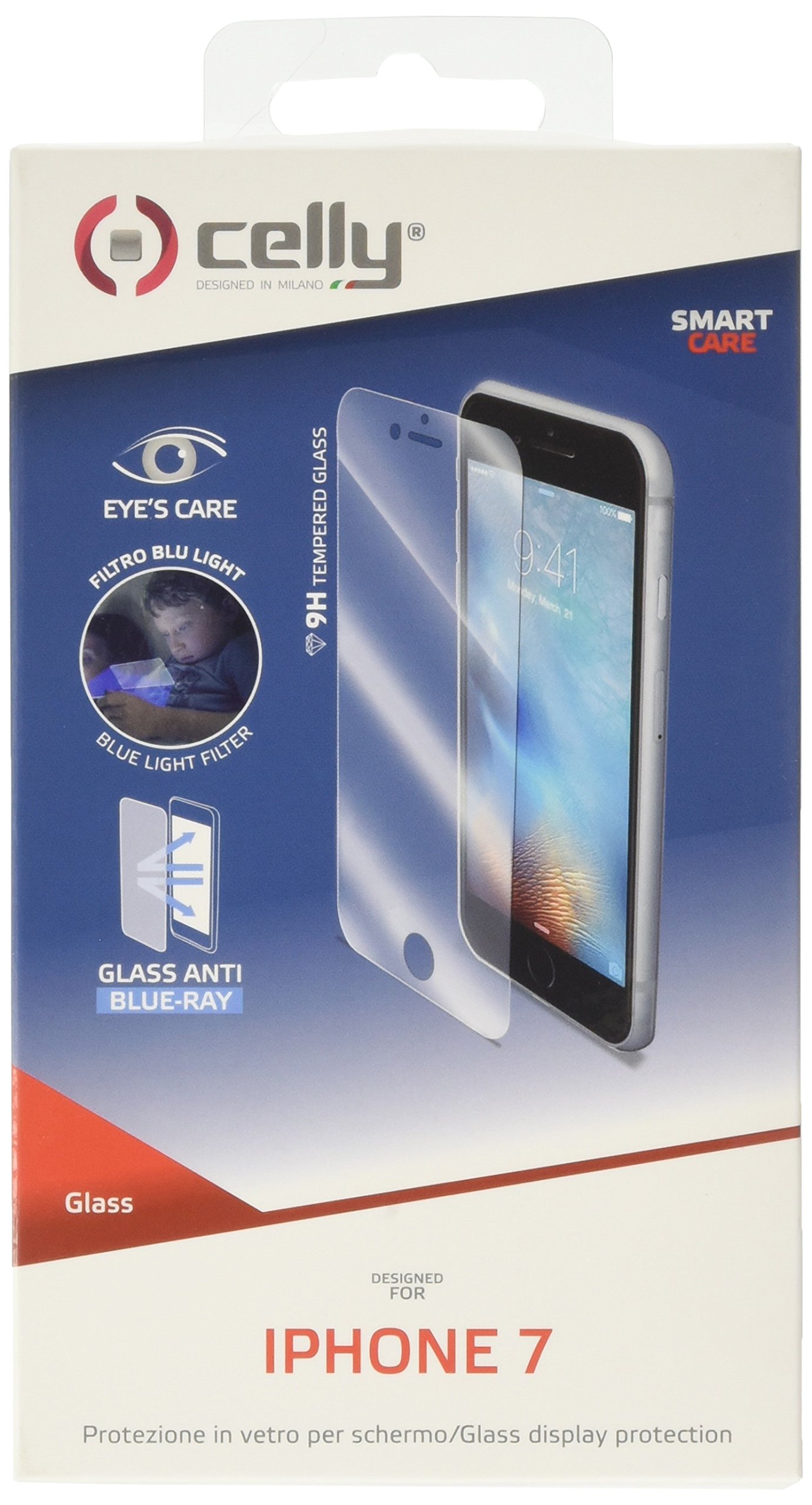 Celly Protective Antiblueray Glass Screen Protector for iPhone 7 - Transparent