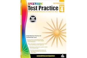 Carson Dellosa Spectrum 4th Grade Test Practice Workbook All Subjects, Ages 9 to 10, Grade 4 Test Practice Math, Language Arts, Reading Comprehension, Vocabulary, Writing, and Math - 160 Pages