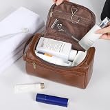 Etercycle Leather Toiletry Bag Hanging Travel Organizer Brown PU Waterproof view 6