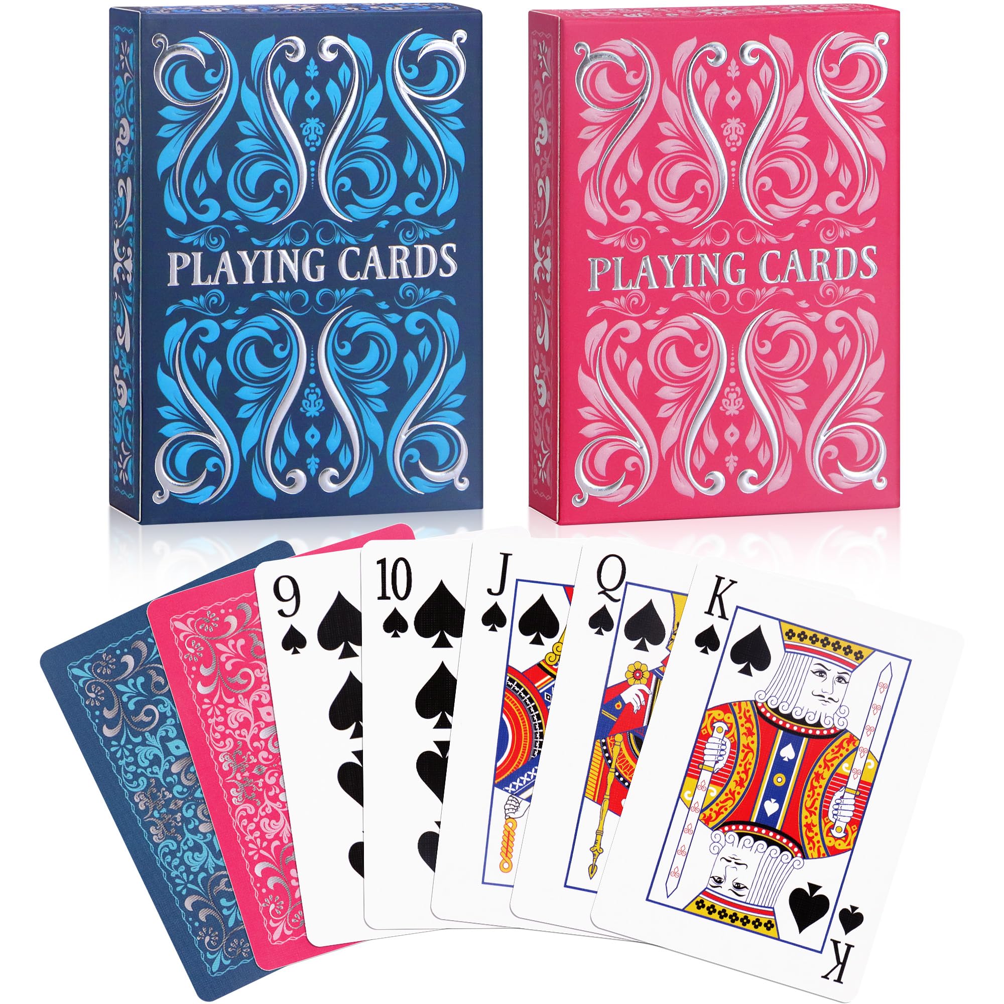 Aomaic Playing Cards 2 Pack Standard Index Playing Card Premium Poker Set Card Games for Adults Deck of Playing Cards for Travel Camping Family Games Night Party Games