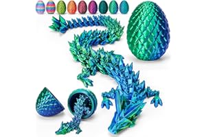 TBOLINE 12" 3D Printed Dragon Egg, Cool 3D Printer Articulated Crystal Dragon Toy for Boys Kid Teen, Animals Fidget Toy Dinosaur Eggs for 5-7 4-6 8-12, Christmas Stocking Stuffers for Kids