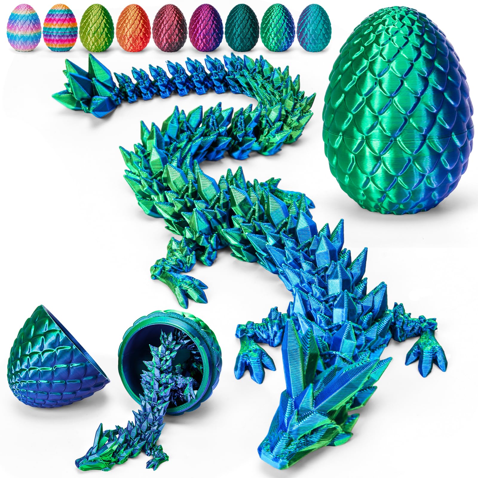 Photo 1 of TBOLINE 12" 3D Printed Dragon Egg, Easter Basket Stuffers, Large Prefilled Easter Eggs for Kids, Stuffed Egg Hunt Fillers with Easter Toys, 3D Printer Animals Fidget Toys for Boys Teen 5-7 4-6 8-12