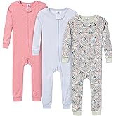 Gerber baby-girls 3-pack Snug Fit Footless One-piece Cotton Pajamas
