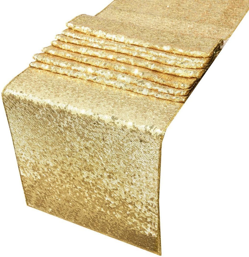 Tenrany Home 30 x 275cm Chemin de Table à Sequins Nappes Doré