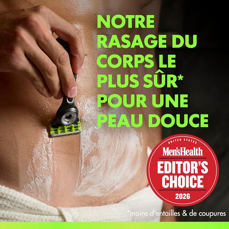 Labs Body + Intimate Rasoir Intime Homme, 3 Cartouches, Noir – Conçu pour le Rasage du Corps et du Pubis, Lames avec une Barre Anti-Poils Incarnés et Irritation, Manche Facile à Gripper