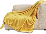 Bedsure Fleece Throw Blanket 130x150 Mustard Soft Microfibre Polyester view 2