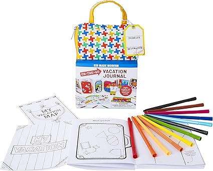 Amazon Com Kid Made Modern On The Go Vacation Journal Kit Travel Coloring Book For Kids Ages 5 And Up Toys Games