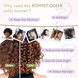 BONNET QUEEN Silk Bonnet for Sleeping Curly Hair Satin Night Cap Dark Purple view 5