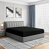Cathay Home Luxury Wrinkle And Fade Resistant Double Brushed Ultra Soft Microfiber 14-inch Standard Pocket Single Fitted Sheet, Black, Twin