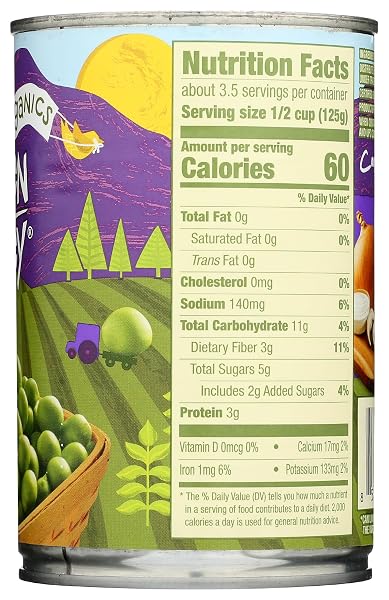 GREEN VALLEY ORGANIC SWEET PEAS, 15 OZ
