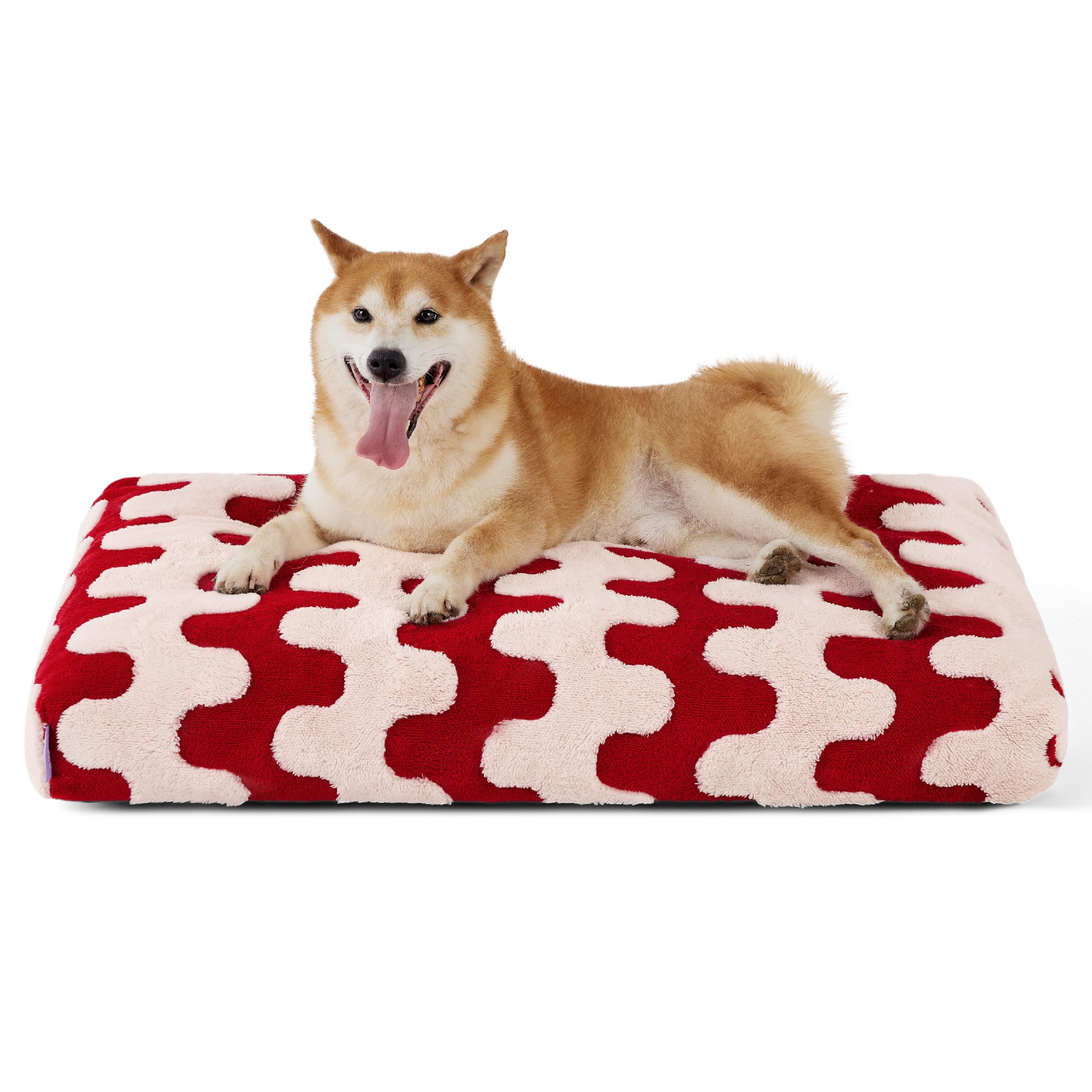 Photo 1 of (cover only) Lesure Dog Beds Large Sized-Thick Shredded Chopped Foam Pet Bed Indoor with Removable Cover, Cute Modern Fuzzy Plush & Anti Slip Bottom, Red