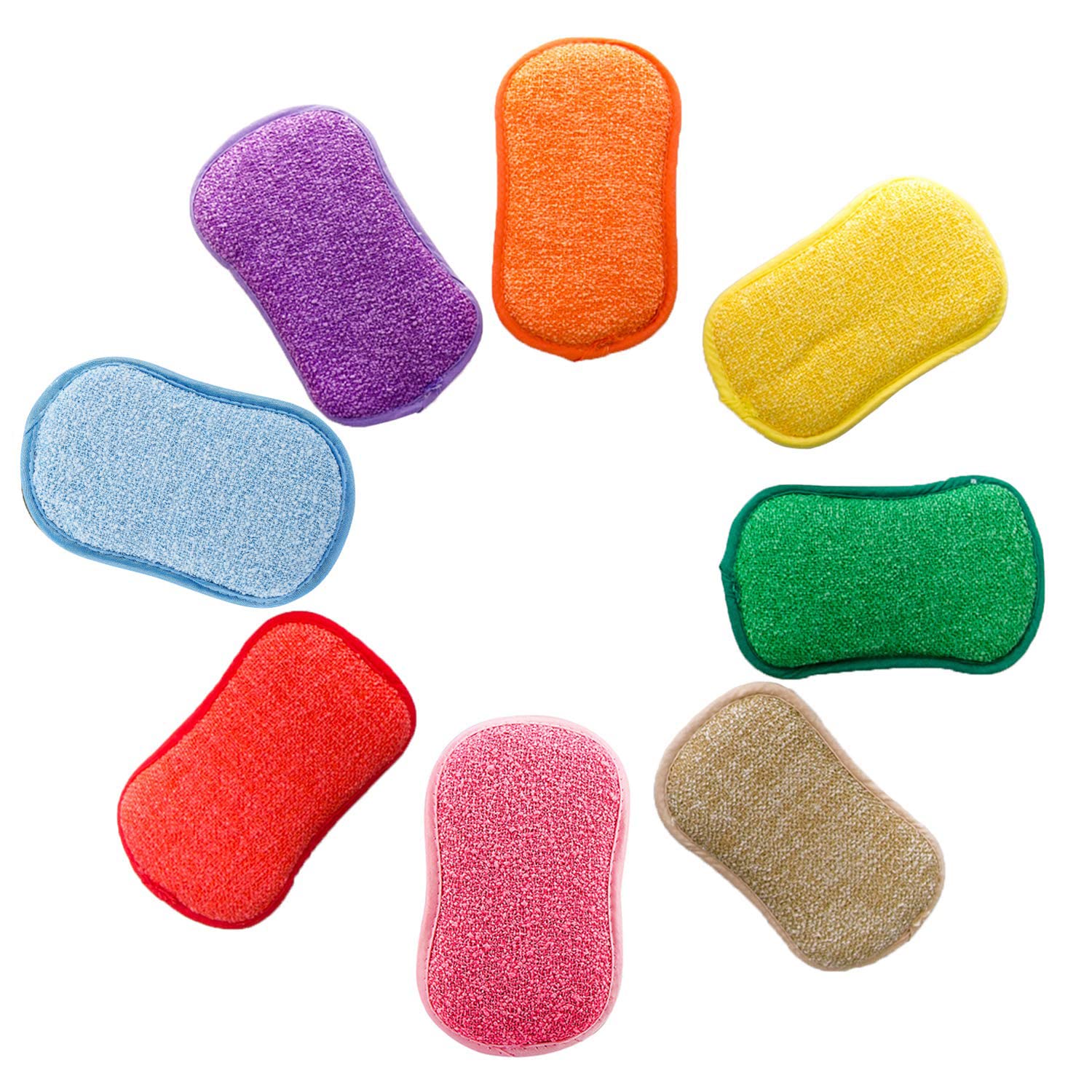 Antibacterial Microfiber Dual Action scrubbing Sponge, Pack of 5 AUERVO Kitchen Washing Up Cleaner Pads Scrubs Sponges Wash Pad Cloth non-stick pans non-scratch