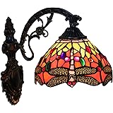 Tiffany Style Wall Light, Handmade Stained Glass Wall Sconces,Vintage Bedside Wall Lamp for Living Room Bedroom Bathroom Hall