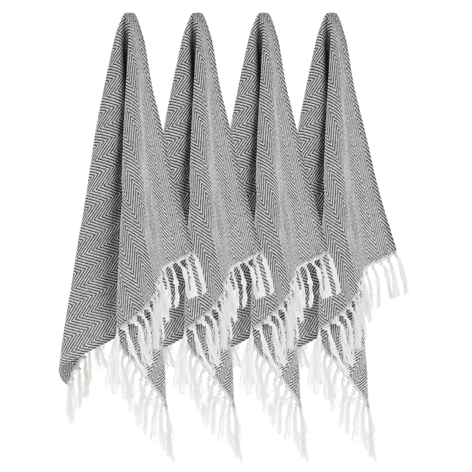 Lifaith 100% Cotton Hand Face Head Guest Gym Towel Set Washcloth Kitchen Tea Towel Dish Cloth Set of 4 Black