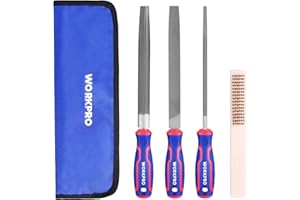 WORKPRO Metal File Set 3PCS 8 Inch High Carbon Steel Flat, Round & Half-Round Files for Metal, Wood & Plastic, Durable Hand Tools for Shaping, Smoothing & Finishing