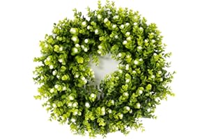 REALIFE 20" Boxwood Wreath Decorations for Home Artificial Wreath for Front Door Wreath with Gypsophila for Valentine Thanksgiving Wedding Party Decorations Wreath Outdoor and Indoor Fall Wreath