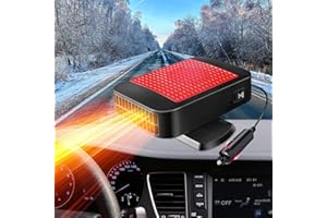 KINOWJI Car Heater,12V 200W Portable Fast Heating Defroster Automobile Windshield Fast Heaters Car Heater That Plugs into Cigarette Lighter for Car, SUV, Trucks (Red Black)