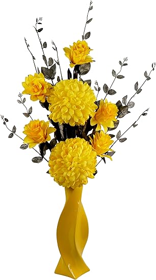 Flourish Kunstliche Vase Senf Gelb Zubehor Ornaments Wohnzimmer Dekoration Fensterbank Blumen Home Decor Mittel Height 75 Cm Seide Grau 75 X 30 X 20 Cm Amazon De Kuche Haushalt
