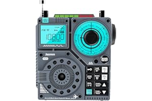 Jazmm Portable Shortwave Radio with 5W Bass Sound, AIR/AM/FM/VHF/SW/WB Worldband Radio with Bluetooth and APP Control, 2000mAh Rechargeable Battery with 9.85 Ft Wire Antenna,Flashlight,Recording
