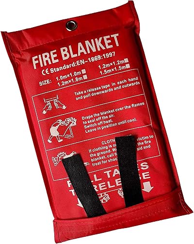 1ABOVE Large 1x1M Fire Blanket Emergency Fire Suppression Home Kitchen Office