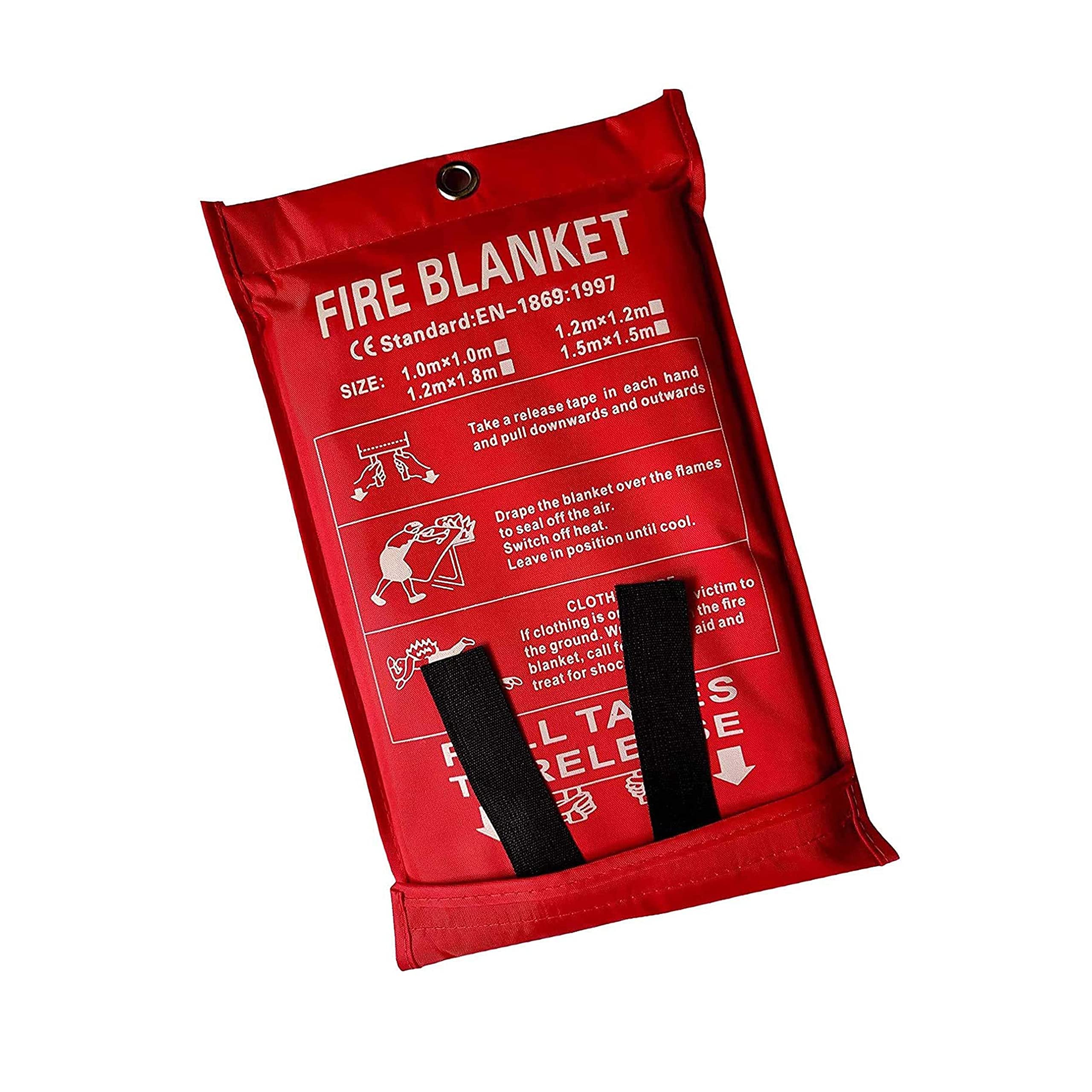 Large 1x1M Fire Blanket – Easy to Deploy for Quick Emergency Fire Suppression at Home, in Kitchens, Offices, Garages, or Caravans