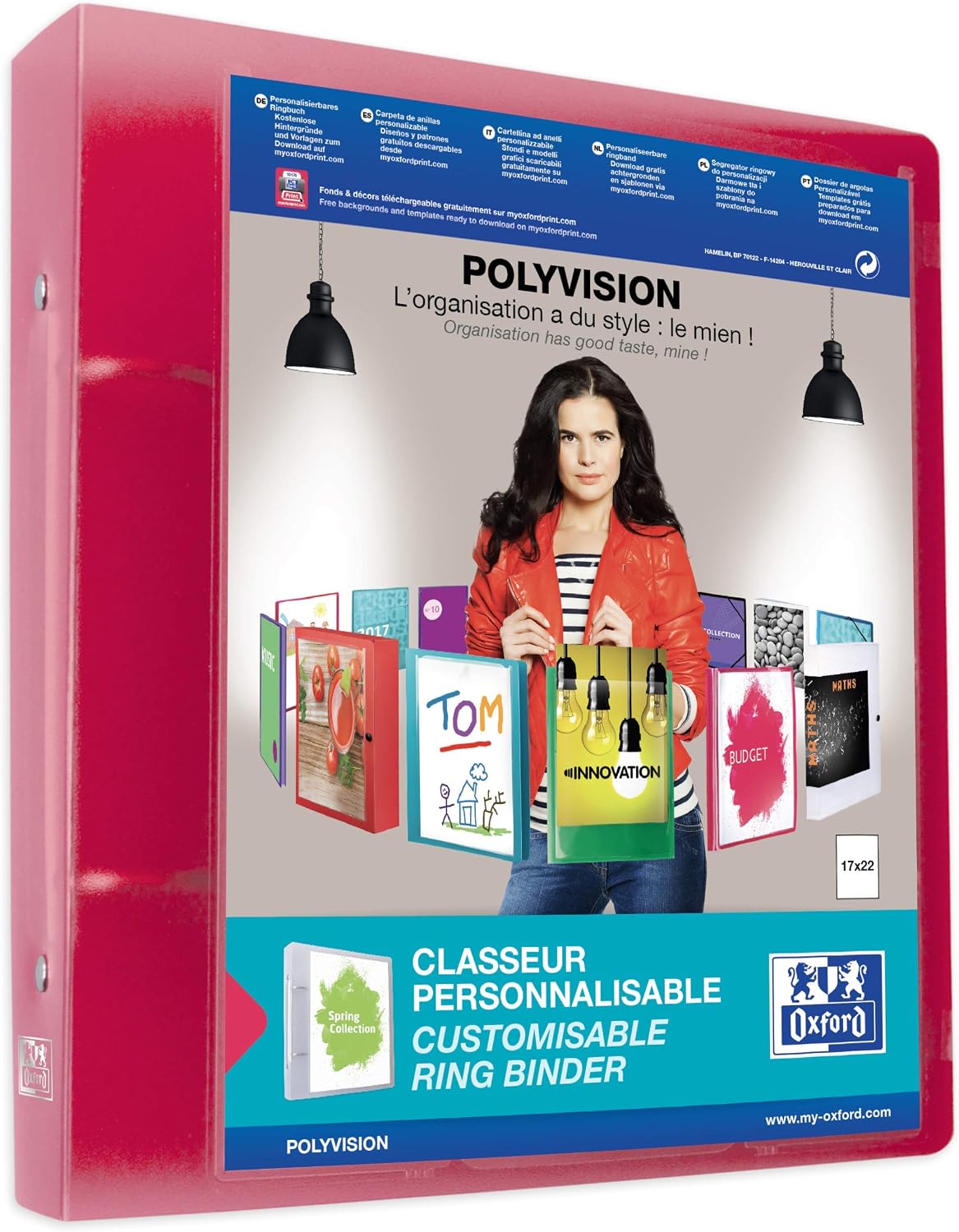 Elba Polyvision Ring Binder 17 x 22 cm Blue/Pink, Incolore Bleu ou Rose, 17x22 - Dos 40mm - Image 4