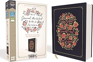 NIV, Journal the Word Bible for Women (Perfect for Note-Taking), Cloth over Board, Navy, Red Letter, Comfort Print: 500+ Prom