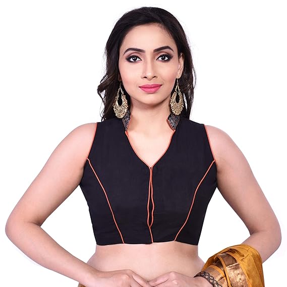 Women's Chanderi Stitched blouse (D-005369-Black)