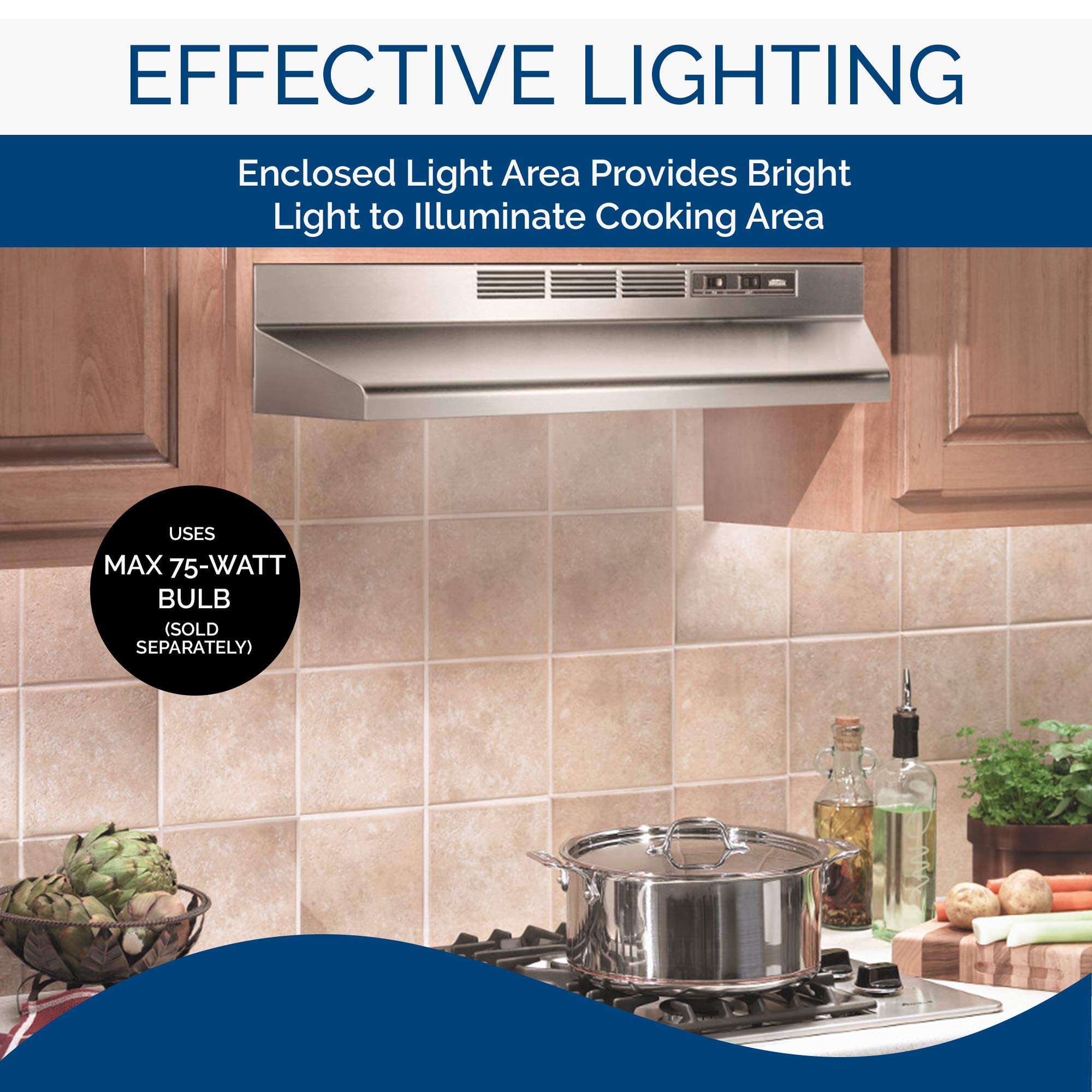 BroanNuTone 413004 Stainless Steel Ductless Range Hood Insert with