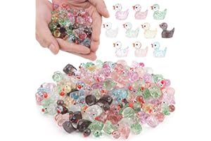YSESOAI 100Pcs Glitter Mini Resin Ducks, Colorful Tiny Ducks Figurines Bulk for Miniature Dollhouse Decor Accessories Garden Aquarium Potted DIY Ornament Charms Office Classroom Activity to Hide Party Toys