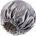 Satin Bonnet Silk Bonnet Hair Bonnet for Sleeping-Slouchy Beanie Hat Satin Sleep Cap for Women's Natural & Curly Hair(Dark Grey)