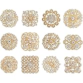 Lovejftty 12/36 Pieces Wedding Bouquet Brooches for Women Fashion, Rhinestone Bulk Flower Brooch Pins for Crafts