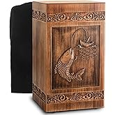 Wooden Urn for Ashes Adult Male Female, Cremation Urns for Human Ashes Adult Men Women, Decorative Burial Funeral Memorial Fishing Urns for Ashes, Urn Box Holds 250 Cubic Inches (Fishing)