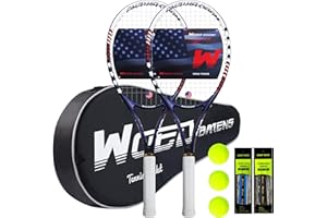 WOED BATENS Tennis Rackets for Adults 27 Inch Tennis Racquets Set Included Tennis Racket Tennis Balls Overgrips Vibration Dampers Tennis Bag